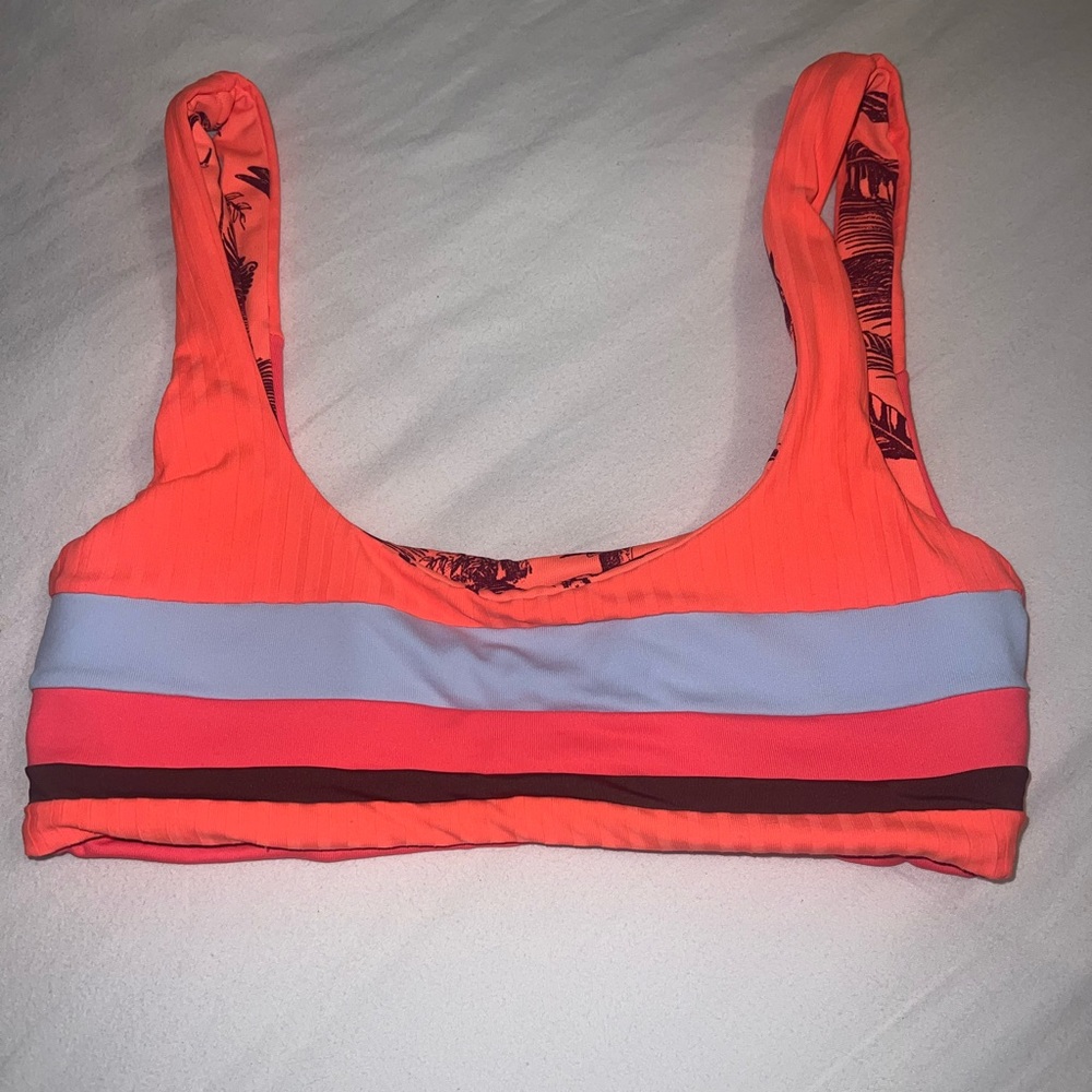 Suzy Q Reversible Sporty Bralette Bikini Top in orange